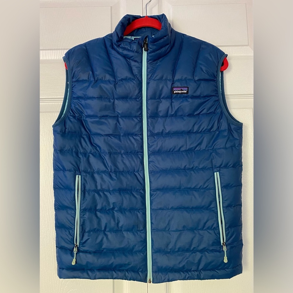 Patagonia Men’s Vest Down Sweater Vest Down Puffer Winter Vest Blue size Small - Picture 2 of 15